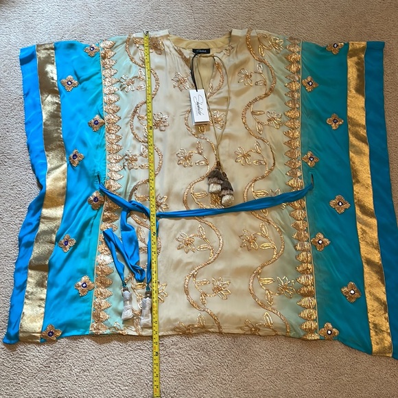 COPY - Shahida Parides Bloom Town Hi-Low Embellished Caftan NWTs. Teal Blue and… - Picture 9 of 12